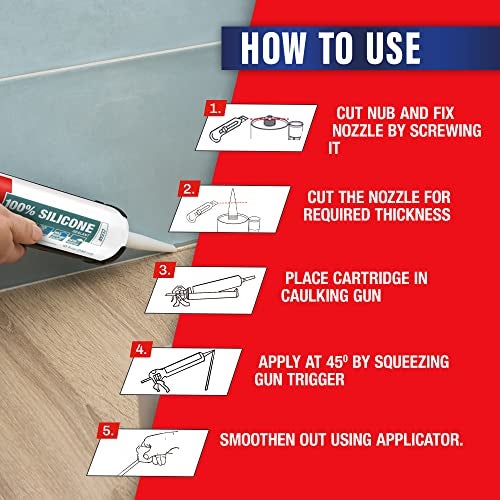 Loctite 100% silicone sealant(Clear),fast dries in 10mins, waterproof in 2hrs, No Shrinkage,tiles waterproofing, bathroom, kitchen, outdoor, filling cracks, for glass, ceramics, aluminum, steel, 260ml - Image 2