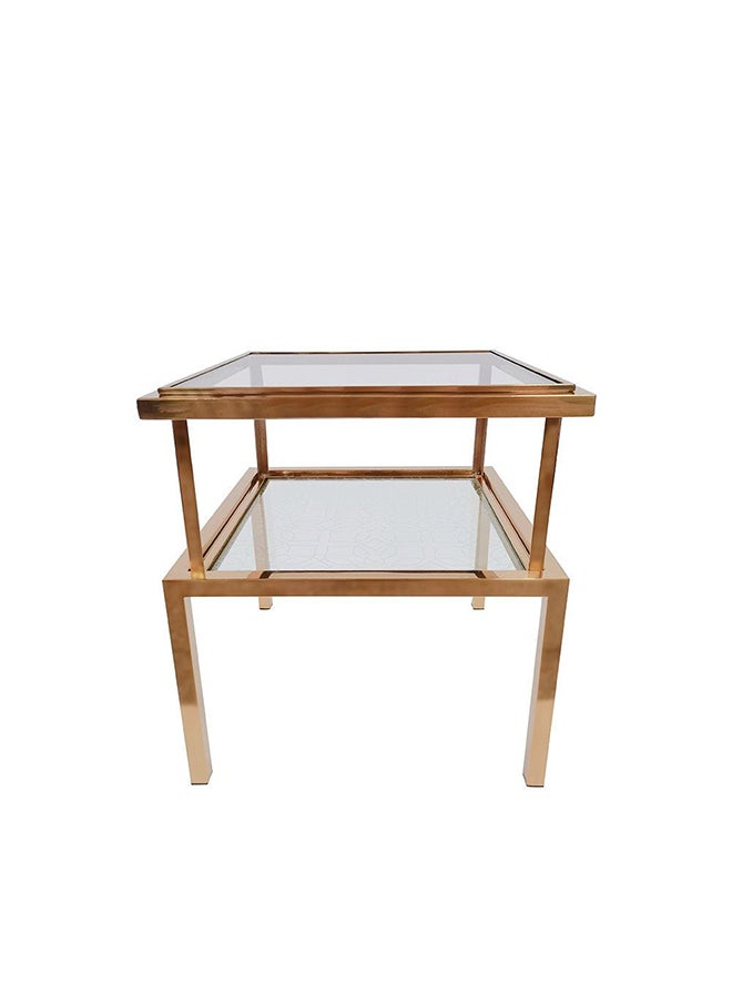 DANUBE HOME Geneva End Table Table Multifunctional Living Room Table Space Saving Side Table Modern Design Furniture for Home Bedroom 130x70x45 cm Gold/Glass  - Image 1
