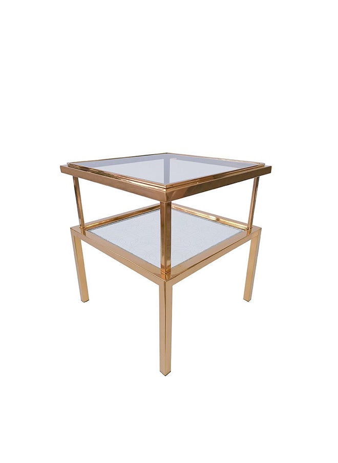 DANUBE HOME Geneva End Table Table Multifunctional Living Room Table Space Saving Side Table Modern Design Furniture for Home Bedroom 130x70x45 cm Gold/Glass  - Image 2