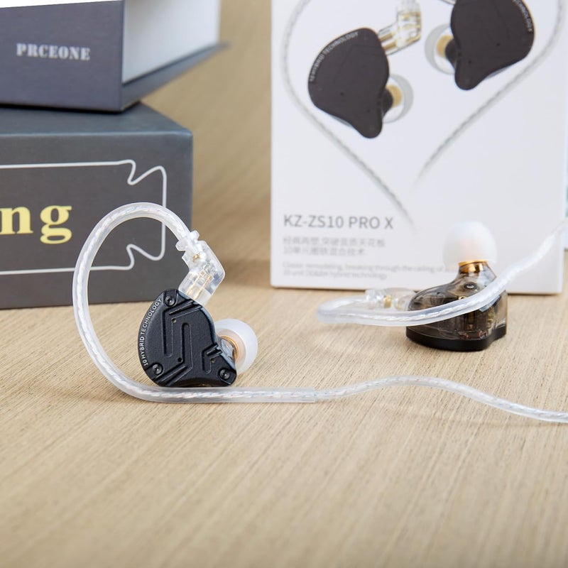 Kinboofi KSA standard compatible design KZ ZS10 Pro X IEM Earphones,in Ear Monitor,HiFi KZ Metal Wired Headphones with 4BA 1DD Hybrid Driver,Wired Earbuds with Detachable 0.75mm 2 pins Cable for Computer Gaming Audiophiles(Dark, with Mic) Odor resistant - Image 3