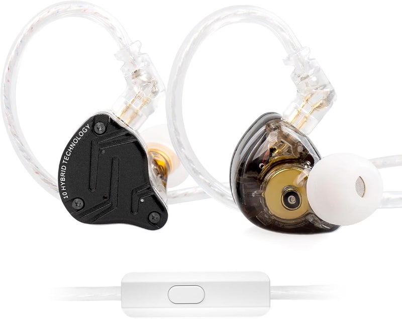Kinboofi KSA standard compatible design KZ ZS10 Pro X IEM Earphones,in Ear Monitor,HiFi KZ Metal Wired Headphones with 4BA 1DD Hybrid Driver,Wired Earbuds with Detachable 0.75mm 2 pins Cable for Computer Gaming Audiophiles(Dark, with Mic) Odor resistant - Image 1