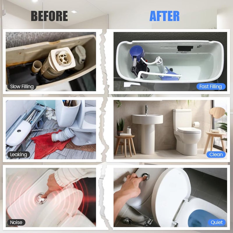 JAIMINI Toilet Fill Valve Replacement Kit, Quick-Install Inlet Valve with Connector & Refill Tube, Fixes Slow Filling, Leaks, Noisy Tank, Universal for Most Toilet Tanks - Image 3