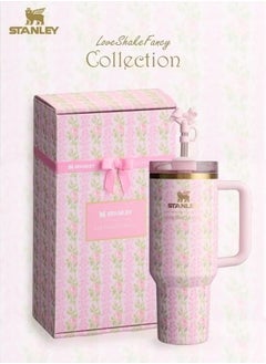 Love Shack Fancy H2.0 Flow State 40oz Cortex Tumbler, Stainless Steel Vacuum Insulated Quencher with Lid, Straw, and Stopper, Ideal for Water and Iced Tea, Keeps Drinks Cold, Presented in Elegant Gift-Ready Packaging PINK