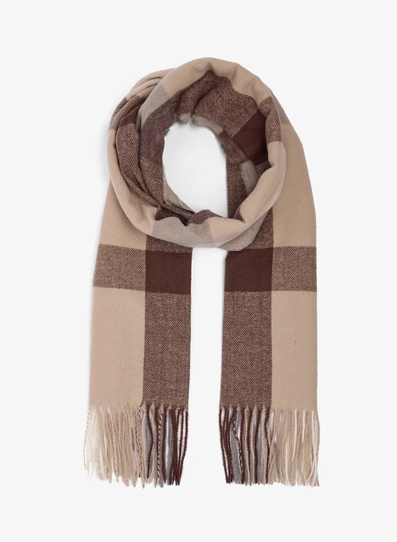 ELLA Classic Checkered Tassel Scarf