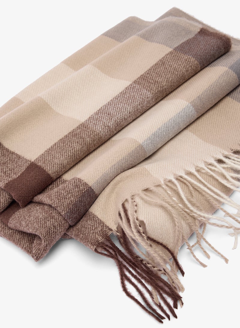 ELLA Classic Checkered Tassel Scarf - Image 2