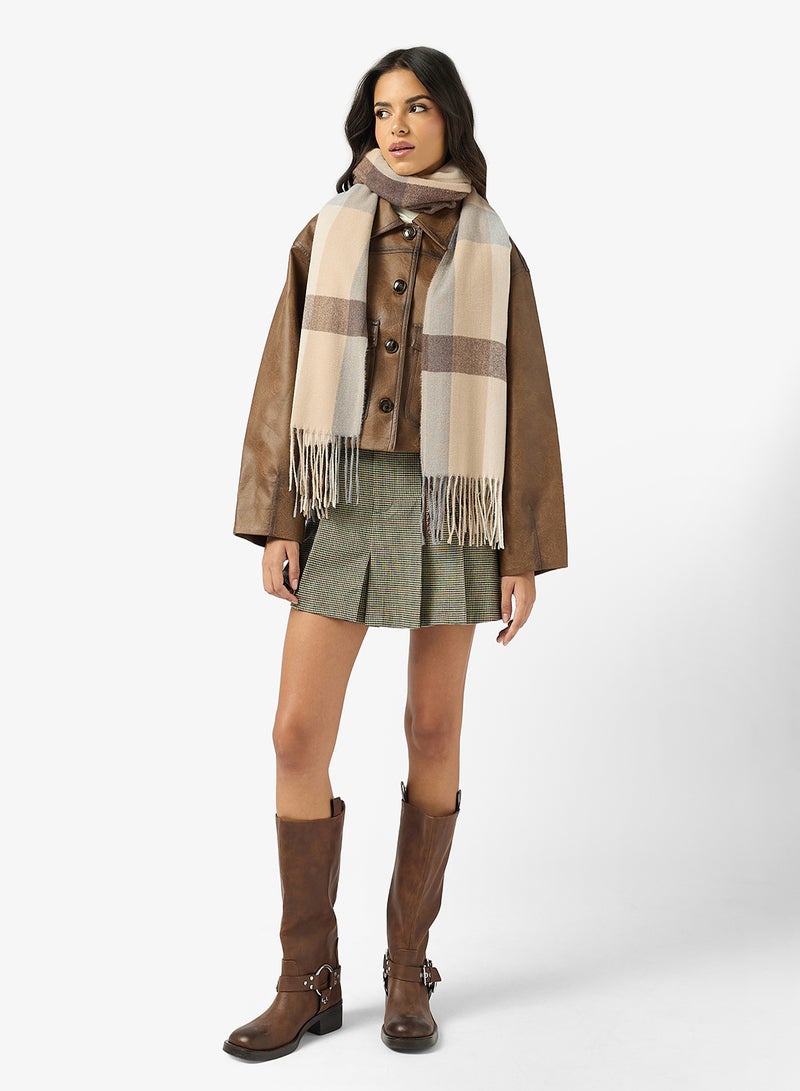 ELLA Classic Checkered Tassel Scarf - Image 3