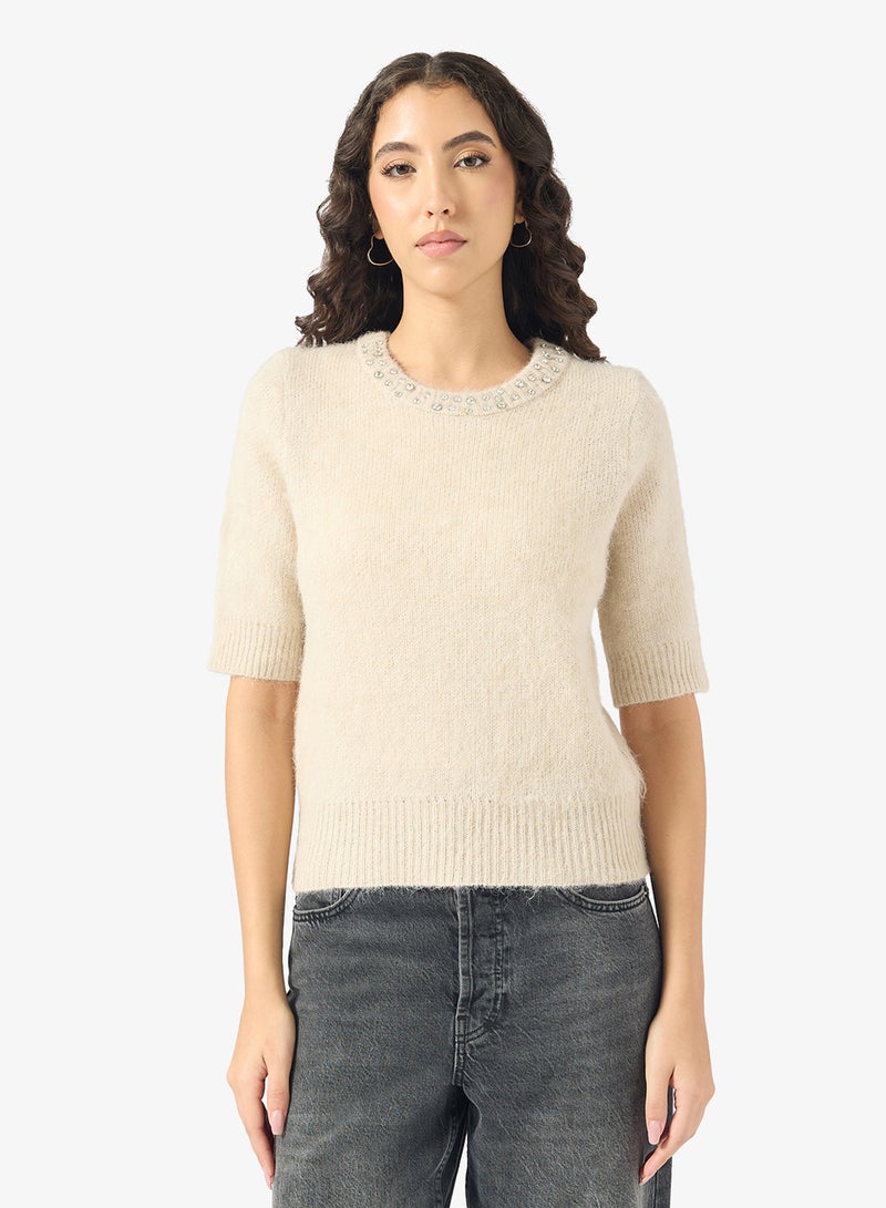 ONLY Rhinestone Pullover Sweater - Image 1