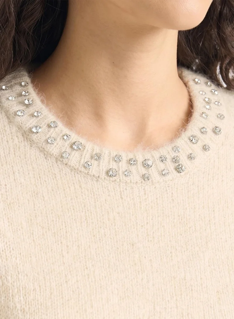 Only  Rhinestone Pullover Sweater for Women | Best Price UAE