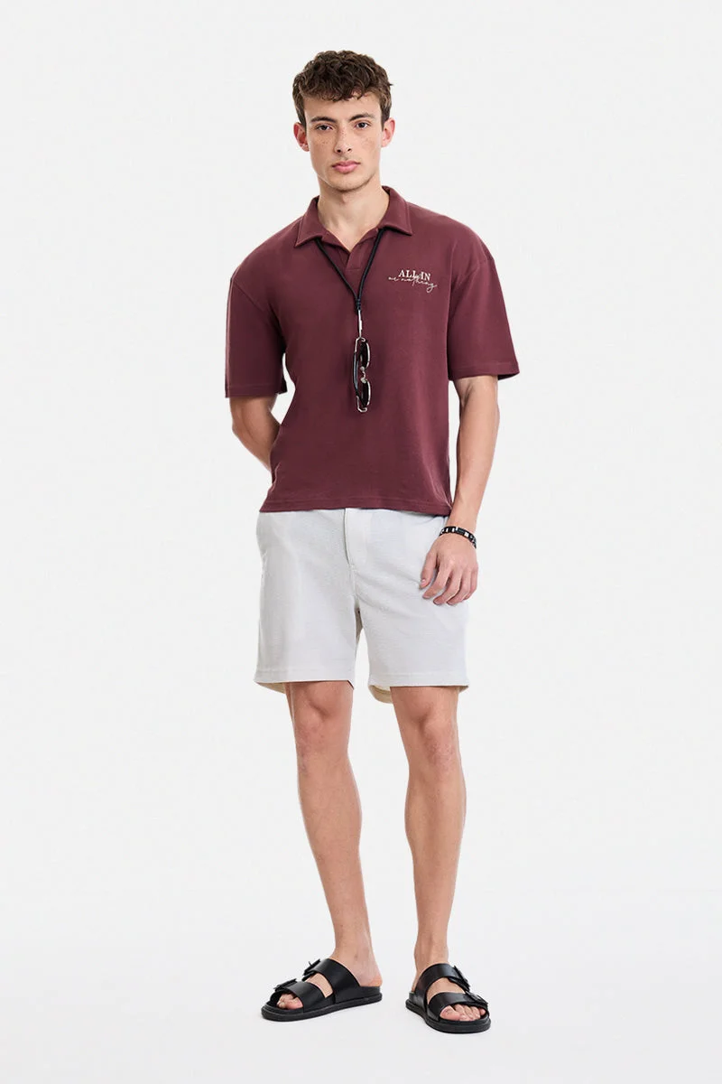 سنيتش Beige Textured Relaxed Shorts