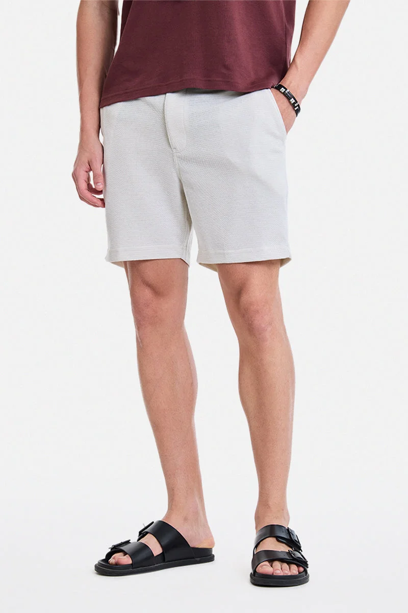 سنيتش Beige Textured Relaxed Shorts
