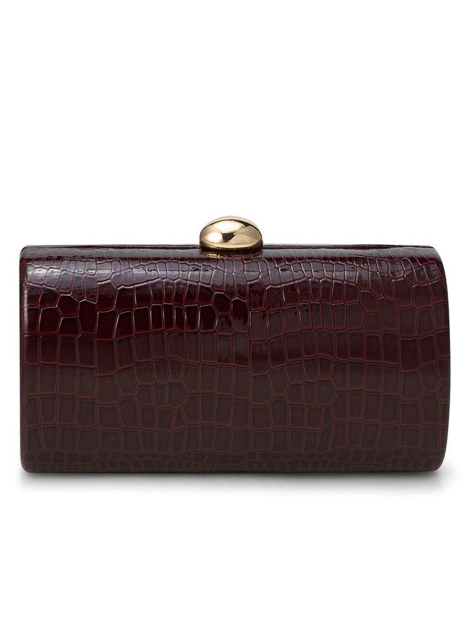 Buric Vegan PU Leather Evening Clutch Purses Crocodile Pattern Handbags Formal Envelope Shoulder Bags for Party Wedding Prom Brida Wine Red - Image 1