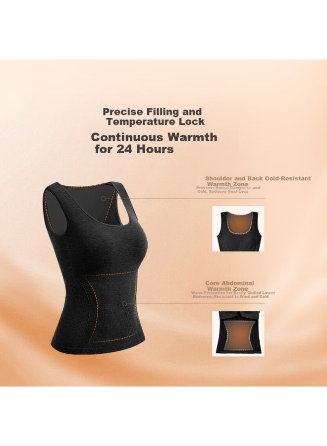 Luckmeey Wool Warmth Integrated Thermal Underwear For Women With Chest Pad, Fleece-lined Thickened Heating Vest - Image 3