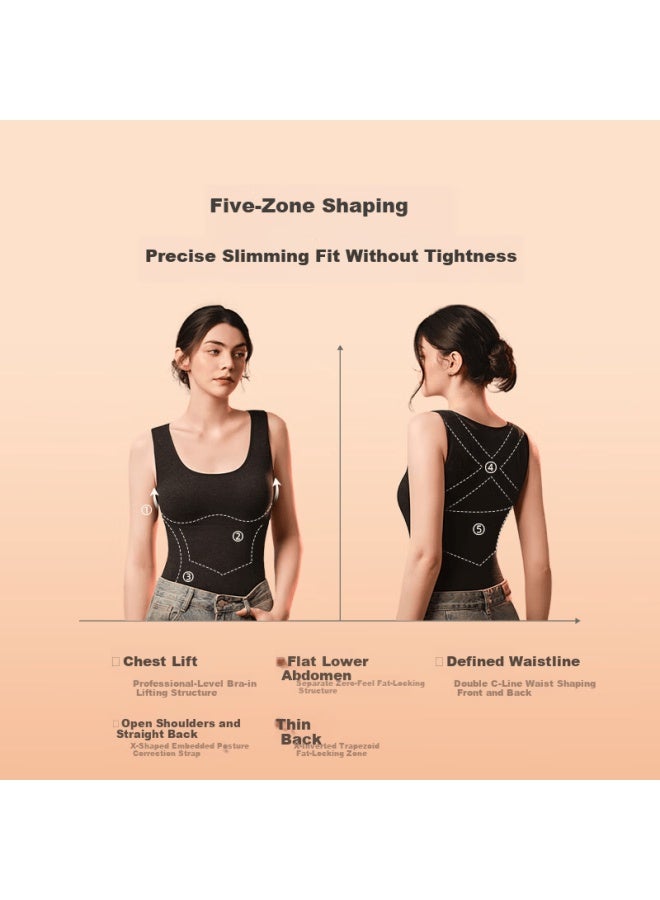 Luckmeey Wool Warmth Integrated Thermal Underwear For Women With Chest Pad, Fleece-lined Thickened Heating Vest - Image 1