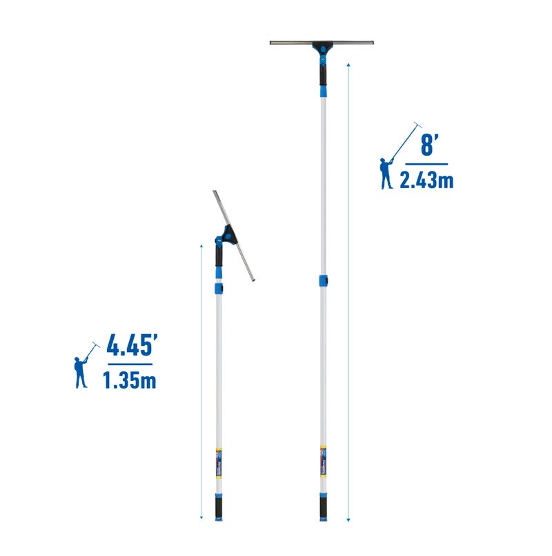 Unger Professional Connect and Clean 18â€ Grip Swivel Window, Glass Squeegee, and 8â€™ Pole, 180-Degree Pivoting Handle with Lock, Cleaning Supplies for Streak-Free Results - Image 3