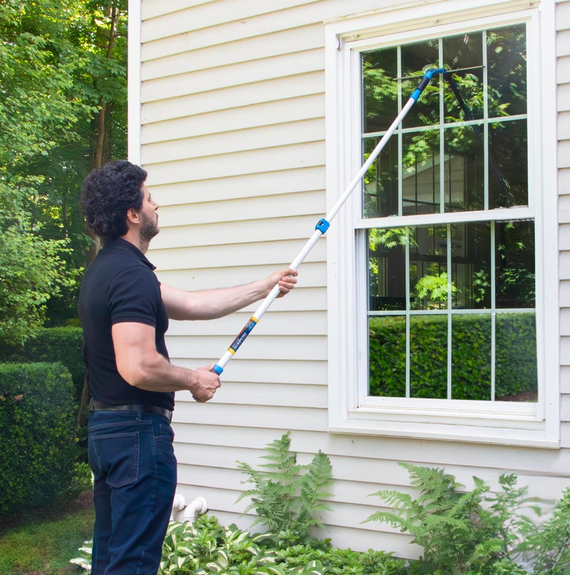 Unger Professional Connect and Clean 18â€ Grip Swivel Window, Glass Squeegee, and 8â€™ Pole, 180-Degree Pivoting Handle with Lock, Cleaning Supplies for Streak-Free Results - Image 2