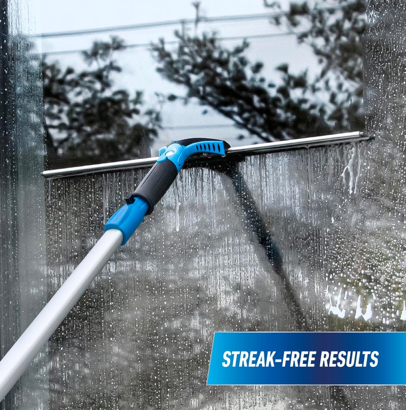 Unger Professional Connect and Clean 18â€ Grip Swivel Window, Glass Squeegee, and 8â€™ Pole, 180-Degree Pivoting Handle with Lock, Cleaning Supplies for Streak-Free Results - Image 4