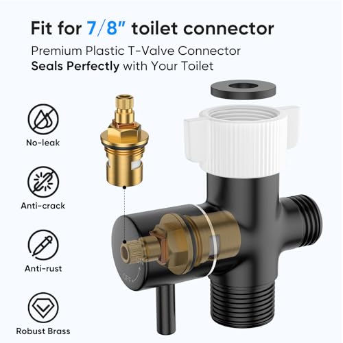 Arofa Handheld Toilet Bidet Sprayer for Toilet-Adjustable Water Pressure Control with Bidet Hose for Feminine Wash, Stainless Steel Brushed Nickel Bidet Faucet Cloth Diaper for Baby Wash, Black,2 Pack - Image 5