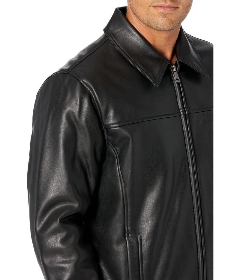 Cole Haan 26" Faux Leather Stand Collar Moto Black XL - Image 4