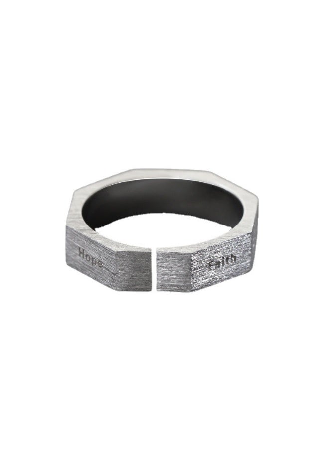 Silver Ring, Cold Style Retro Personality Plain Circle Ring, Men'S Opening Adjustable Ring - Image 2