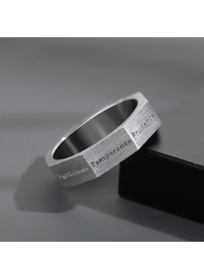 Silver Ring, Cold Style Retro Personality Plain Circle Ring, Men'S Opening Adjustable Ring - Image 1
