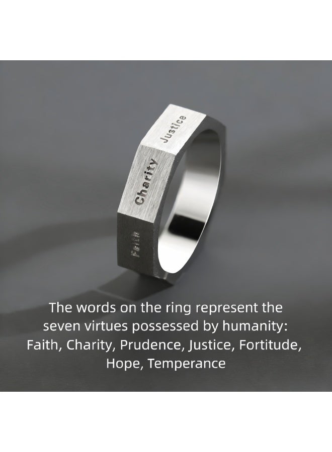 Silver Ring, Cold Style Retro Personality Plain Circle Ring, Men'S Opening Adjustable Ring - Image 5