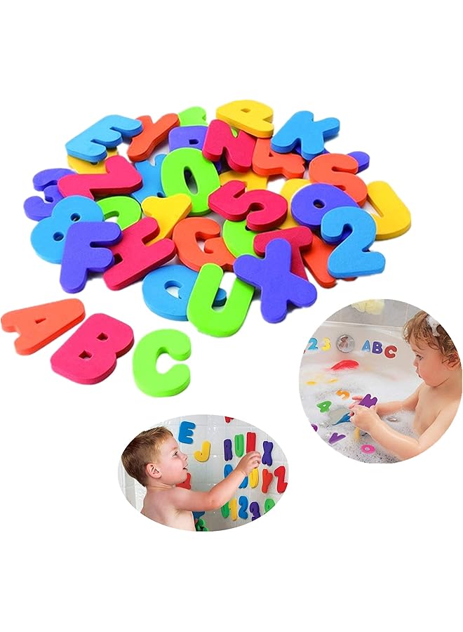 KASTWAVE Bath Toys Organizer + 36 Soft Foam Abc 123 Letters & Numbers Bathroom Alphabet Baby Toys For Early Learning Foam Letters And Quick Dry Storage Net Bag - Image 2