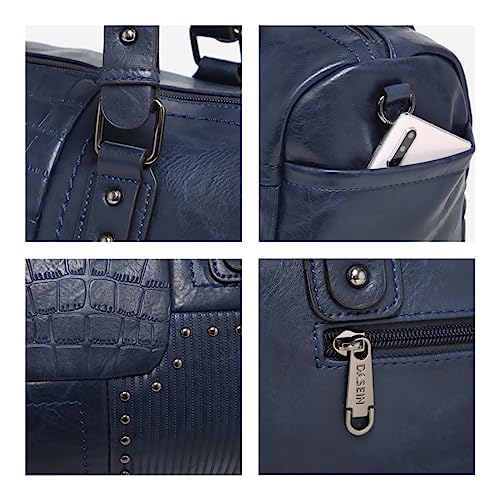 Dasein Women Soft Vegan Leather Barrel Bags Large Hobo Top Handle Work Totes Satchel Handbags Shoulder Purse (Navy blue) - Image 5