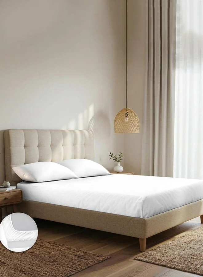 Mulberry Living 100% Cotton Queen Bedsheet Set, 1000 Tc Pure Essence - White