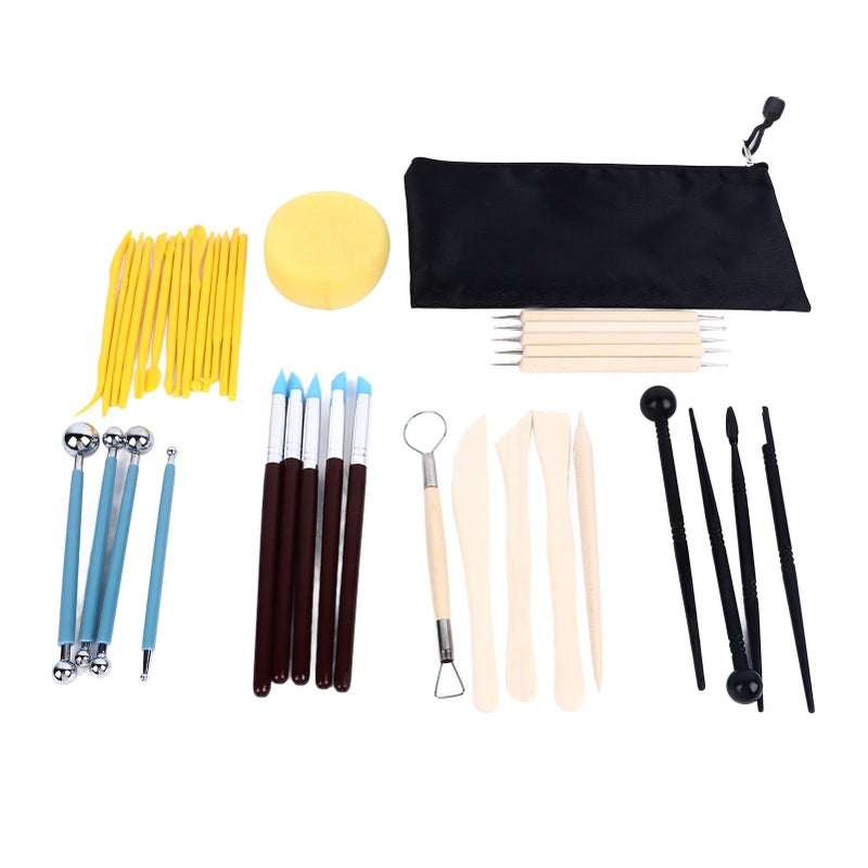 38 Pcs Complete Sculpting Carving and Dotting Tools Kit with Storage Bag for Artists and Hobbyists - Image 2