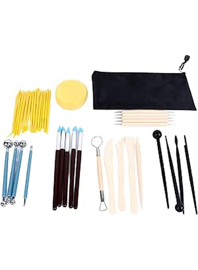 38 Pcs Complete Sculpting Carving and Dotting Tools Kit with Storage Bag for Artists and Hobbyists - Image 1