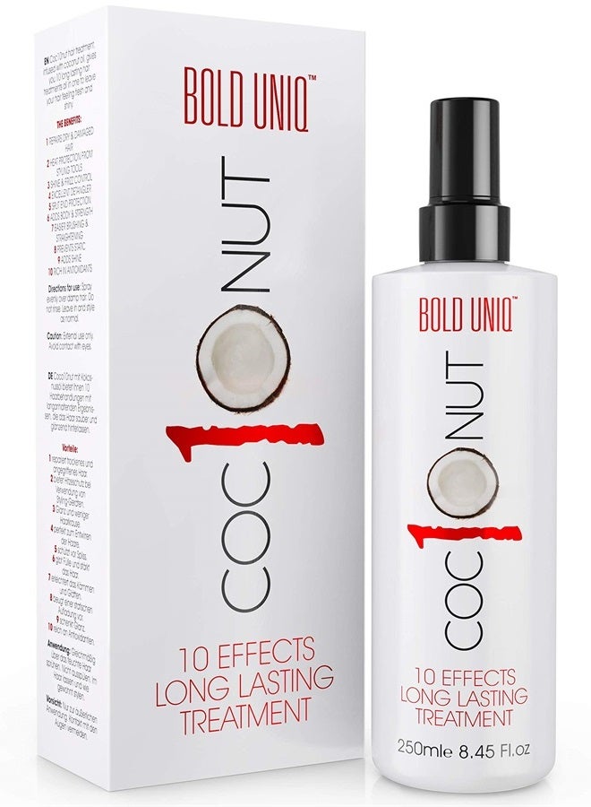 BOLD UNIQ Coconut Heat Protectant Spray For Hair – Flat Iron Thermal Heat Protection Up To 450ºF – Protector Spray For All Hair Types – Heat Defense Leave in Treatment - Prevents Frizz & Split Ends – 8.45fl.oz - Image 1
