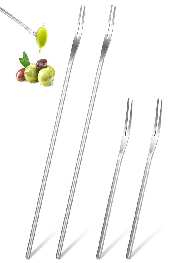 Xyembu 4 Pcs Pickle Fork Tool Set for Fruit Appetizers 8.66 Inches Long Handle Olive Fork 2 Prong Stainless Steel Pickle Picker Grabber Tool for Jar Cocktail Dessert Fruit - Image 1