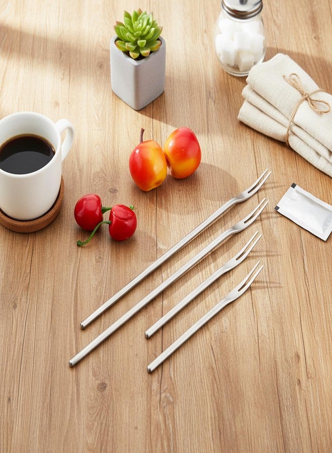 Xyembu 4 Pcs Pickle Fork Tool Set for Fruit Appetizers 8.66 Inches Long Handle Olive Fork 2 Prong Stainless Steel Pickle Picker Grabber Tool for Jar Cocktail Dessert Fruit - Image 3