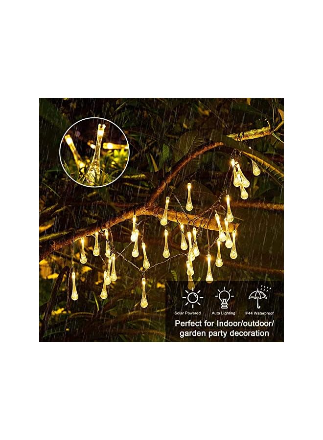 The Bros Solar Waterdrop String Lights,2Pack Each 20FT 30 LED Raindrop String Lights,Waterproof Xmas Lights with 8 Modes,Outdoor Decorative for Garden,Patio,Yard,Party (Warm White) - Image 4