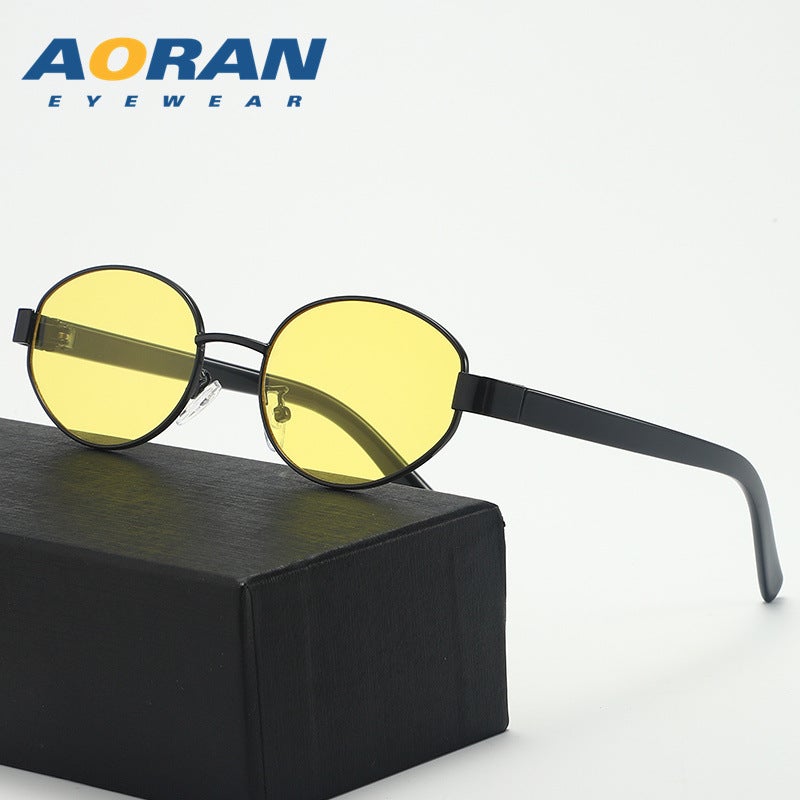 Aoran Luxury Vintage UV-Protective Sunglasses for Women and Men - Elegant Metal Oval Frame, 2024 Winter  Collection - Image 1