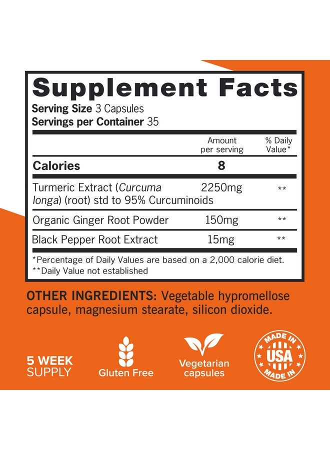 Qunol Turmeric Curcumin with Black Pepper & Ginger, 2400mg Turmeric Extract with 95% Curcuminoids, Extra Strength Supplement, Enhanced Absorption, Joint Support Supplement, 105 Count - Image 5