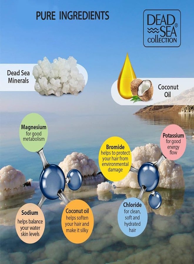 Dead Sea Collection مجموعة شامبو وبلسم من البحر الميت مع زيت جوز الهند - منتجات ترطيب وتنعيم الشعر مع معادن البحر الميت لجميع أنواع الشعر - مجموعة من زجاجتين (33.8 و 30.6 أونصة سائلة)  - Image 4