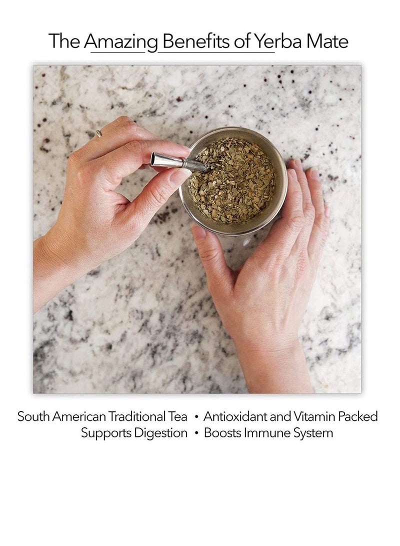 كاست ويف كوب شاي يربا ميت 230 مل لون أخضر فاتح من الفولاذ المقاوم للصدأ مزدوج الجدران سهل الغسل كوب عازل منزلي يربا مات لشرب أوراق الشجر السائبة مع مصاصة بومبيلا - Image 2