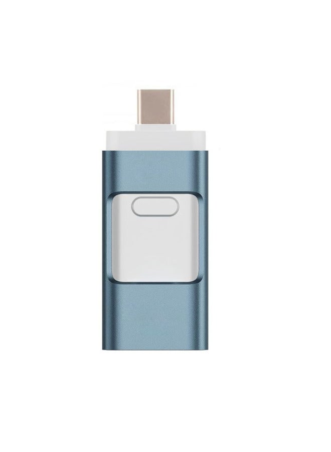 Multi-function Four-in-one USB Flash Drive Is Suitable For Apple Type C Android Full Capacity 128g High-speed Mobile Phone USB Flash Drive-Color:Sky Blue (large Window White Liner)-Capacity:nesting - Image 1