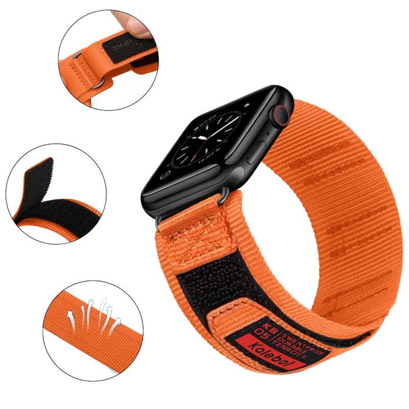 سوار ساعة ذكية باللون أزرق قابل للتعديل سوار نايلون حلقي متوافق مع Apple Watch 38/40/41/42/44/45/49mm بملاءمة قابلة للتعديل وحزام بديل - Image 3