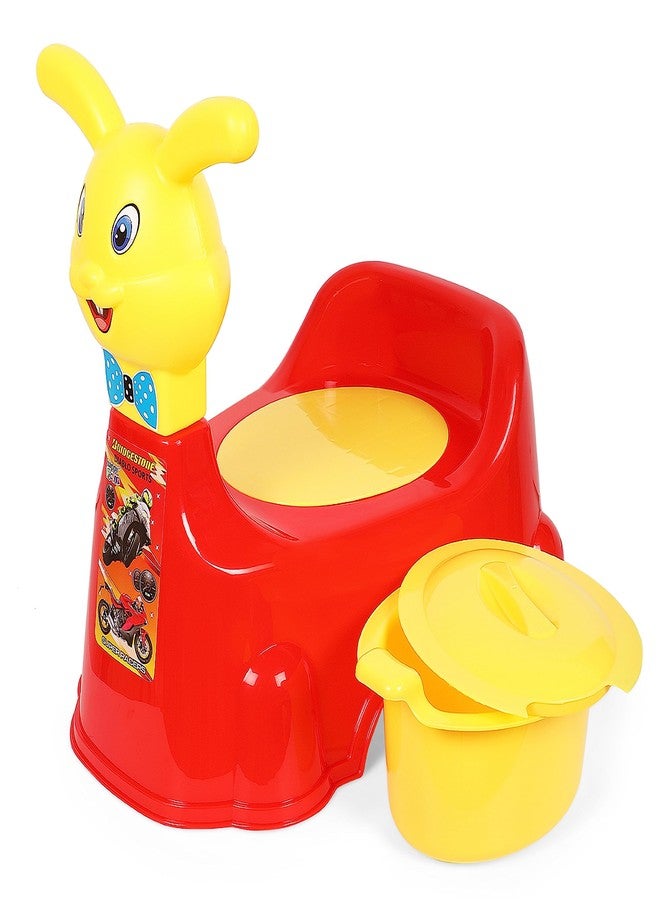 Zerya Rabbit Baby Potty Training Seat Chair for Kids- Infant Potty Toilet Chair with Removable Bowl & Closing Lid (Red) - Image 1