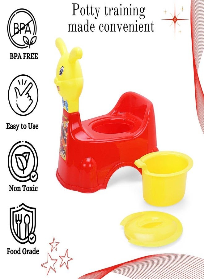 Zerya Rabbit Baby Potty Training Seat Chair for Kids- Infant Potty Toilet Chair with Removable Bowl & Closing Lid (Red) - Image 4