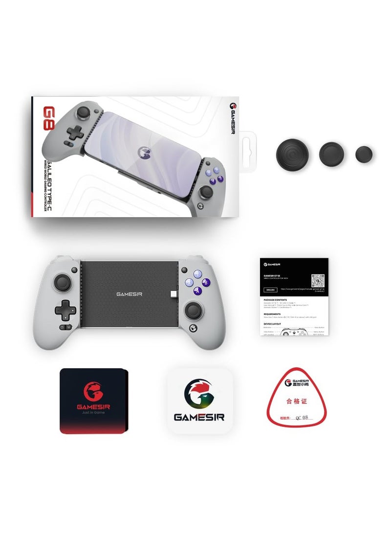 Gamepad GameSir G8 Galileo Mobile Gaming Controller for Android & iPhone 15 Series (USB-C), Plug and Play Gamepad with Hall Effect Joysticks/Hall Trigger, 3.5mm Audio Jack