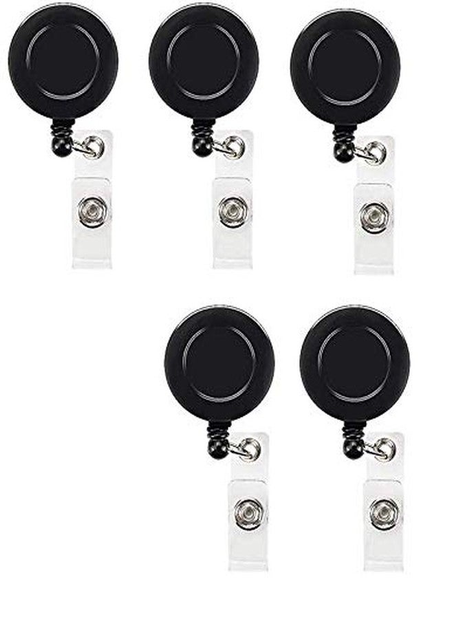 FEDUS I.D. Card Retractable Holder Badge Yo Yo Clip [Pack of 5] (Black) - Image 1