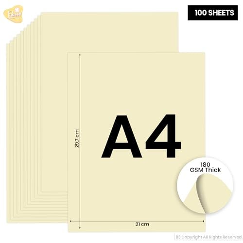 Lakeer A4 Color Paper 100 Sheets (Cream) Premium Colour 180 GSM Pack for Copy Printing, DIY Art & Craft, Projects, Decoration, Other Office Printing - Image 3