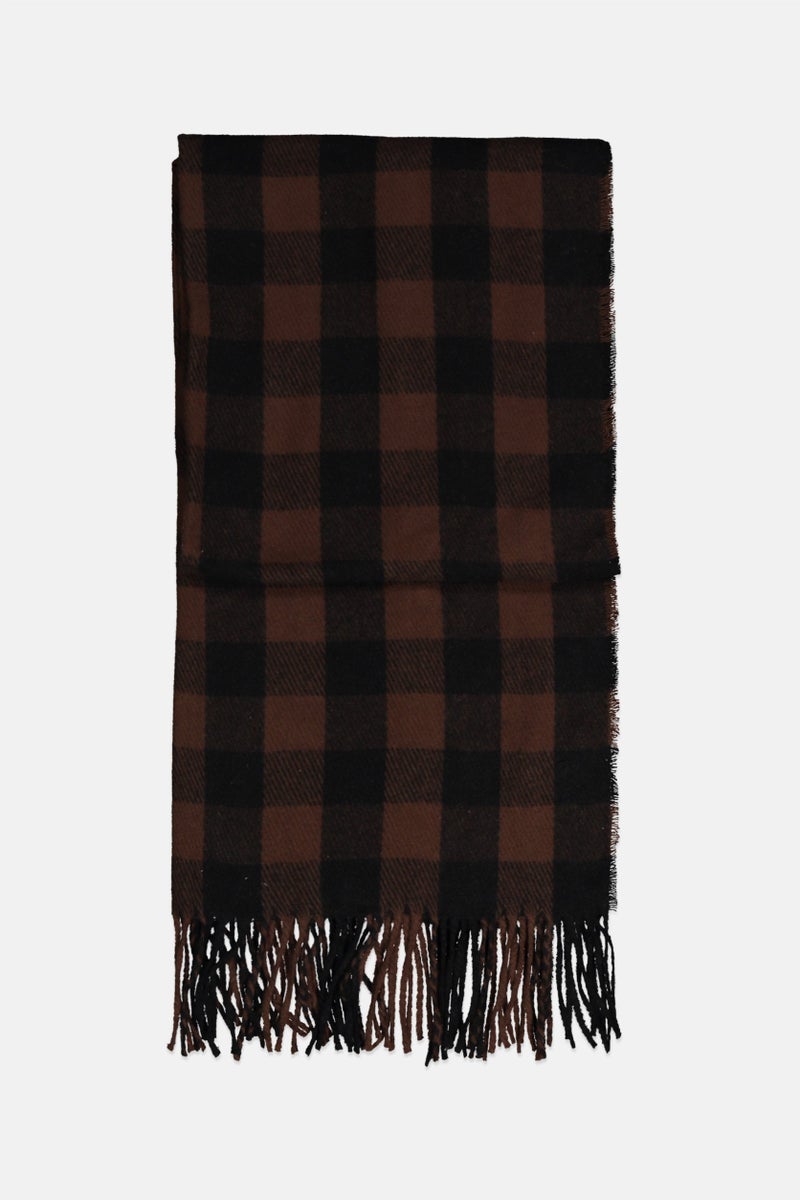 Tchibo Women Fringes Scarf 185 x 57 cm, Brown Combo  - Image 2