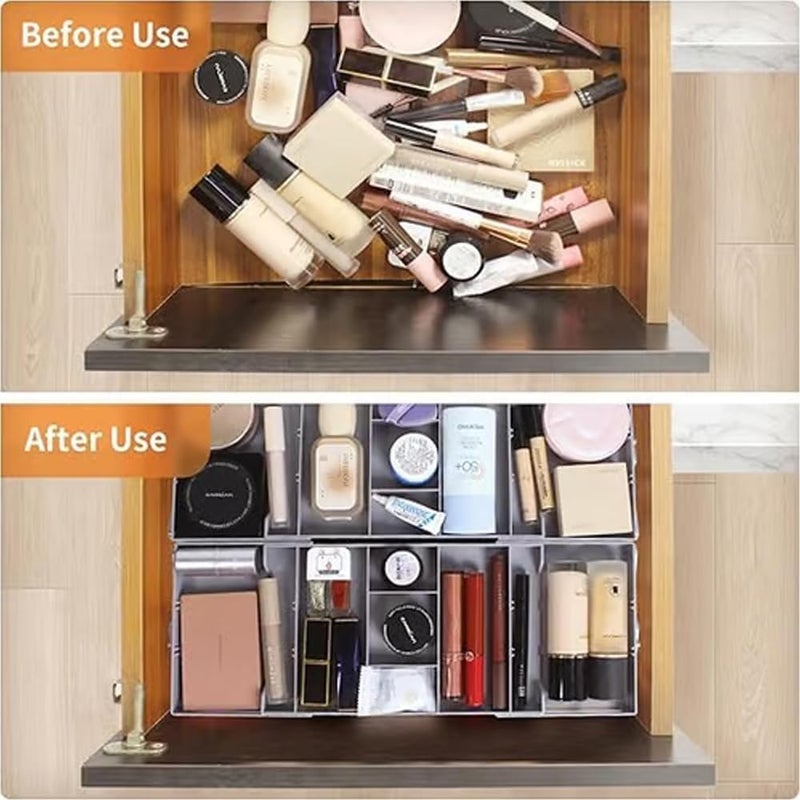 Swejos 2 Tier Smart Foldable Drawer Organizer Stackable MultiTier Expandable Popup Tray Three Tier Desk Space Organizer - Image 5