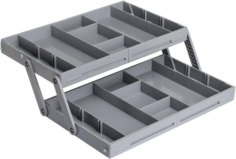 Swejos 2 Tier Smart Foldable Drawer Organizer Stackable MultiTier Expandable Popup Tray Three Tier Desk Space Organizer - Image 1