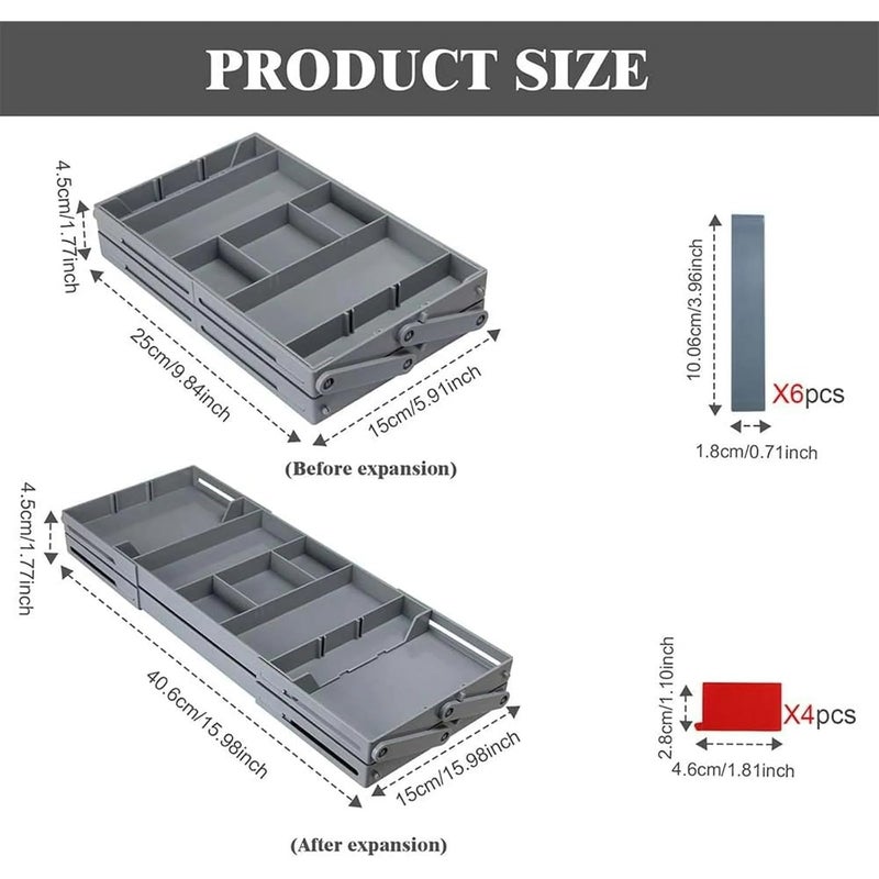 Swejos 2 Tier Smart Foldable Drawer Organizer Stackable MultiTier Expandable Popup Tray Three Tier Desk Space Organizer - Image 4