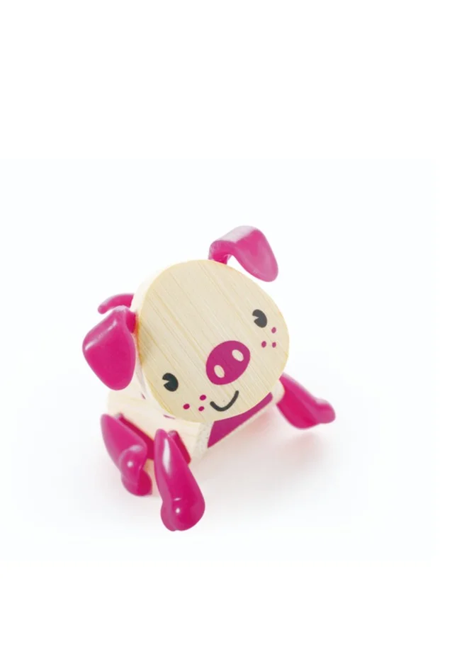 هيب Hape Mini-Mals Pig Bamboo Animal Figure for Kids 3Y+, Small Wooden Farm Animal Toy for Pretend Play, Animal Recognition, Creative Storytelling & Imaginative Play